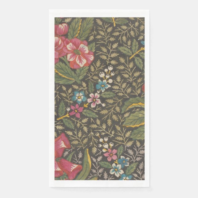 Serviette En Papier Antique Toile de Jouy 1800 Branches florales (Devant)