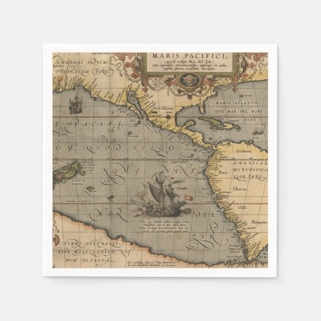 Serviette En Papier Antique vieille carte inspirée (14) étiquette de b (Devant)