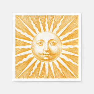 Serviette En Papier Antique Vintage or Yellow Sun Face