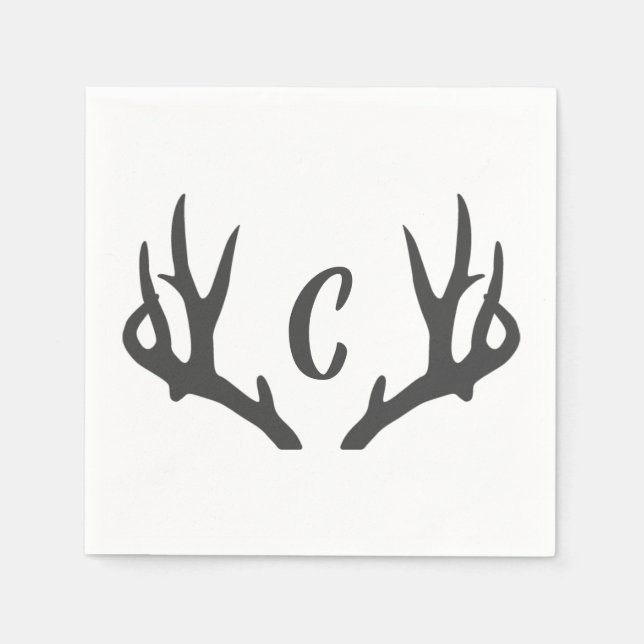 Serviette En Papier Antler Monogramme (Devant)
