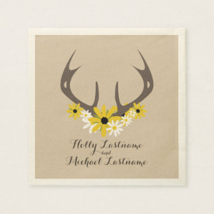 Serviette En Papier Antlers de cerfs + serviettes Mariages Fleurs sauv