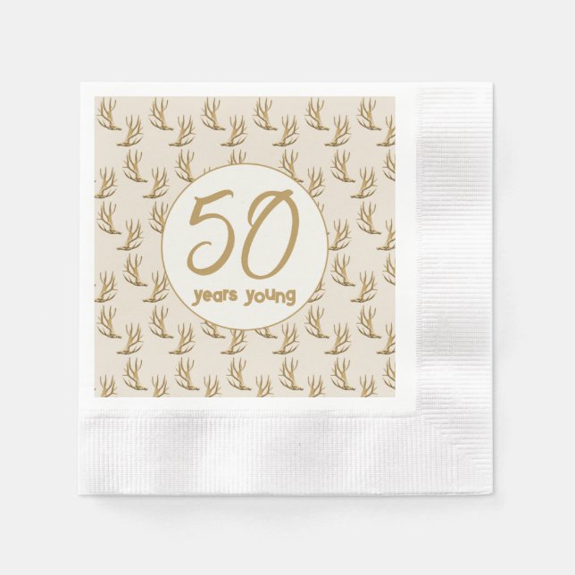 Serviette En Papier Antlers Hunter Anniversaire Années Jeune (Devant)