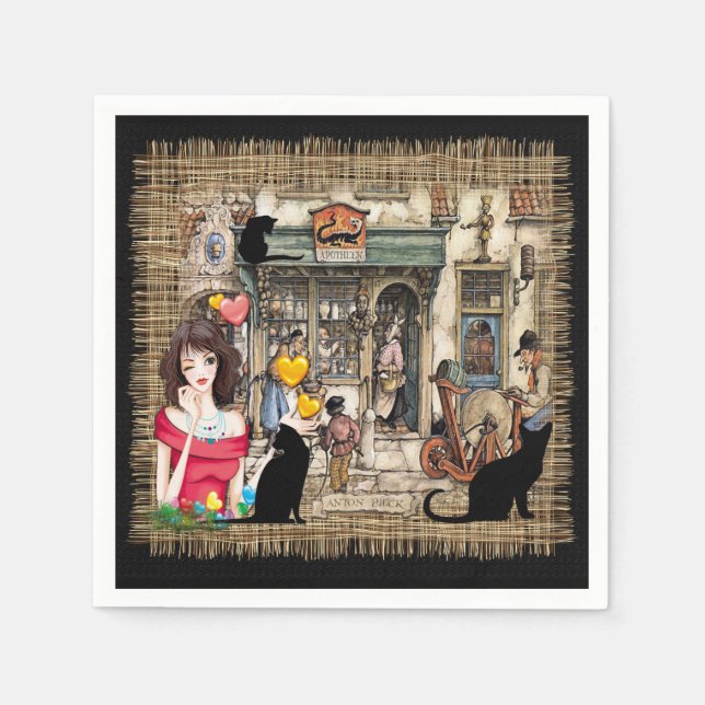 Serviette En Papier Anton Pieck - Magasin de chimiste (Devant)