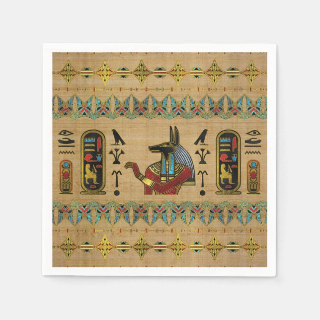 Serviette En Papier Anubis égyptien ornement sur papyrus (Devant)