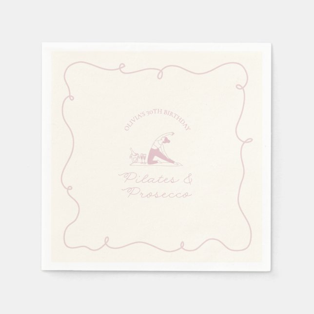 Serviette En Papier Any age pilates and prosecco birthday (Devant)