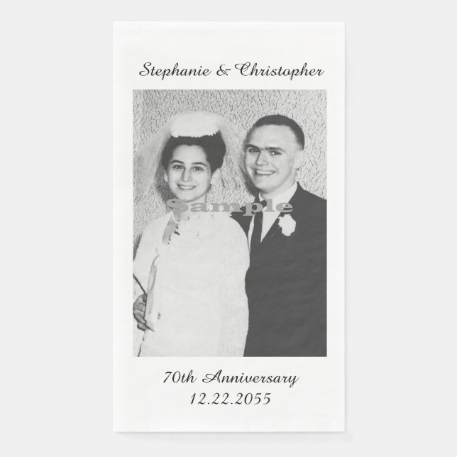 Serviette En Papier Any Wedding Anniversary Your Names and Photo (Devant)