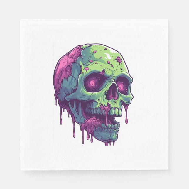 Serviette En Papier Apocalypse du crâne Zombie (Devant)
