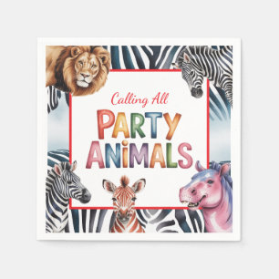 Serviette En Papier Appel à tous les animaux de fête Fête d'anniversai