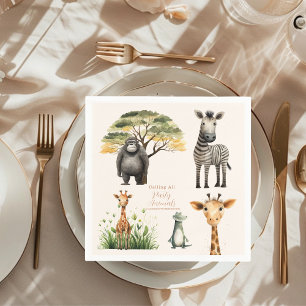 Serviette En Papier Appeler tous les animaux de fête Safari Zoo Annive