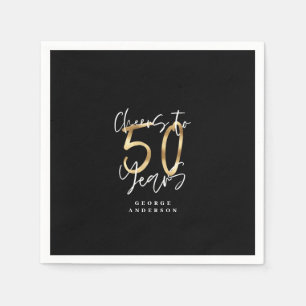 Serviette En Papier applaudissements à 50 ans de noir et d'or moderne