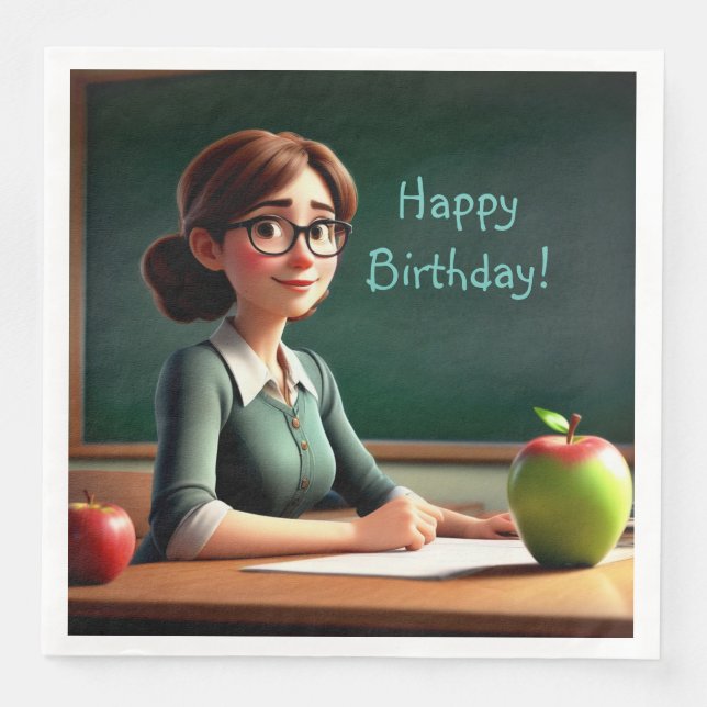 Serviette En Papier Apple pour l'anniversaire de l'enseignant (Devant)