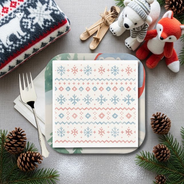 Serviette En Papier Après Bébé Fair Isle Pattern Ski Club  (Après Bébé Fair Isle Pattern Ski Club Napkins)