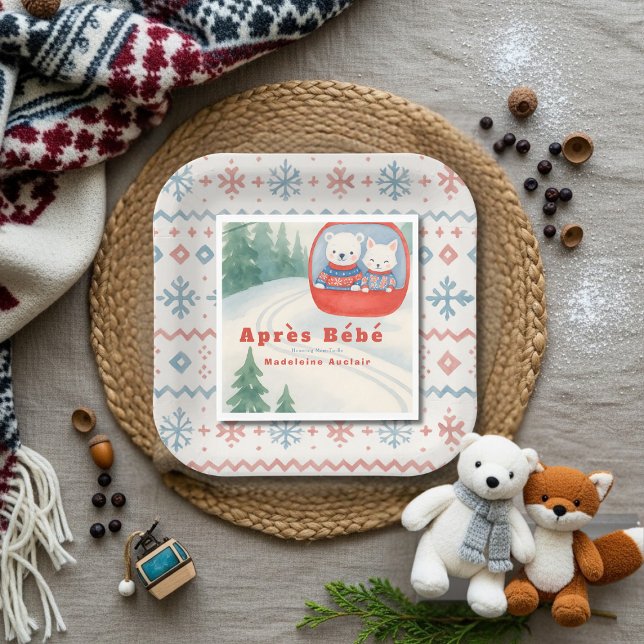 Serviette En Papier Après Bébé ski animaux de la forêt de bébé shower (Après Bébé ski woodland animals winter baby shower Napkins)