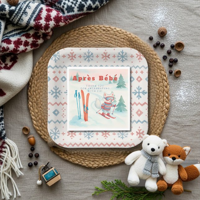 Serviette En Papier Après Bébé ski Renard Arctique (Après Bébé ski Arctic Fox Napkins)