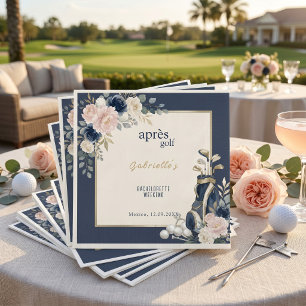 Serviette En Papier Après Golf Élégant Royal Bleu Floral Enterrement d