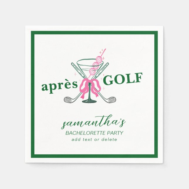 Serviette En Papier Après Golf Martini Coquette Arc Bachelorette Party (Devant)