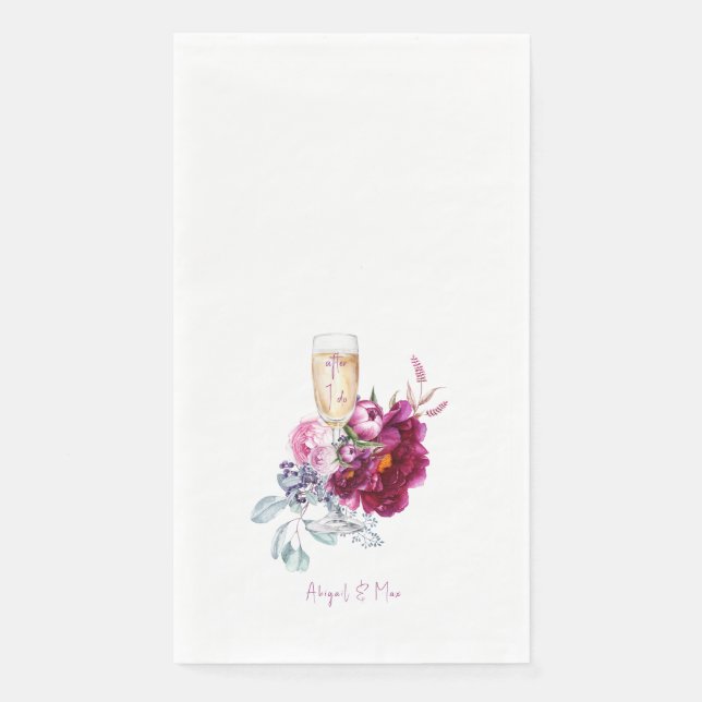 Serviette En Papier Après que je fais le mariage au Champagne floral M (Devant)