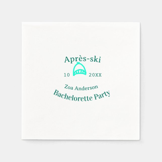 Serviette En Papier Après-ski bachelorette party turquoise hat name da (Devant)