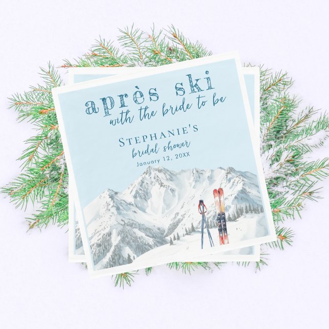 Serviette En Papier Après-ski Fête de mariage hivernale à l'aquarelle  (Créateur téléchargé)