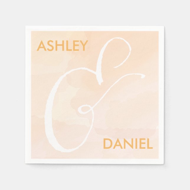Serviette En Papier Apricot Aquarelle Blush Mariage serviettes, Pêche (Devant)