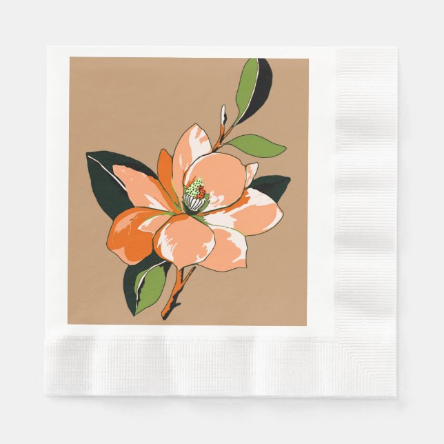 Serviette En Papier Apricot Azalea sur Tan (Devant)