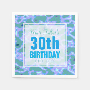 Serviette En Papier Aqua Abstrait 30e Anniversaire Papier serviettes