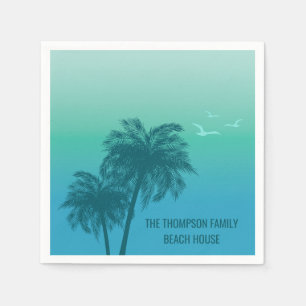 Serviette En Papier Aqua Bleu Turquoise Vert Palmiers Tropical été