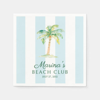 Serviette En Papier Aqua Blue Cabana Stripes Palm Beach Club Anniversa