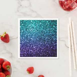 Serviette En Papier Aqua blue Ombre faux scintillants de parties scint