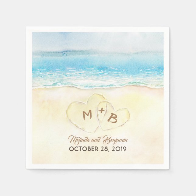 Serviette En Papier Aqua Blue Sea Beach Wedding (Devant)