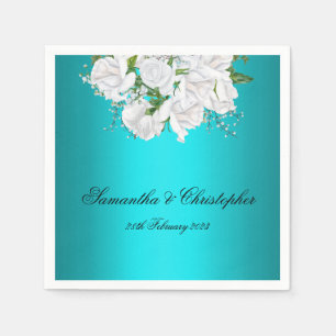 Serviette En Papier Aqua Elegance White Briquet Mariage