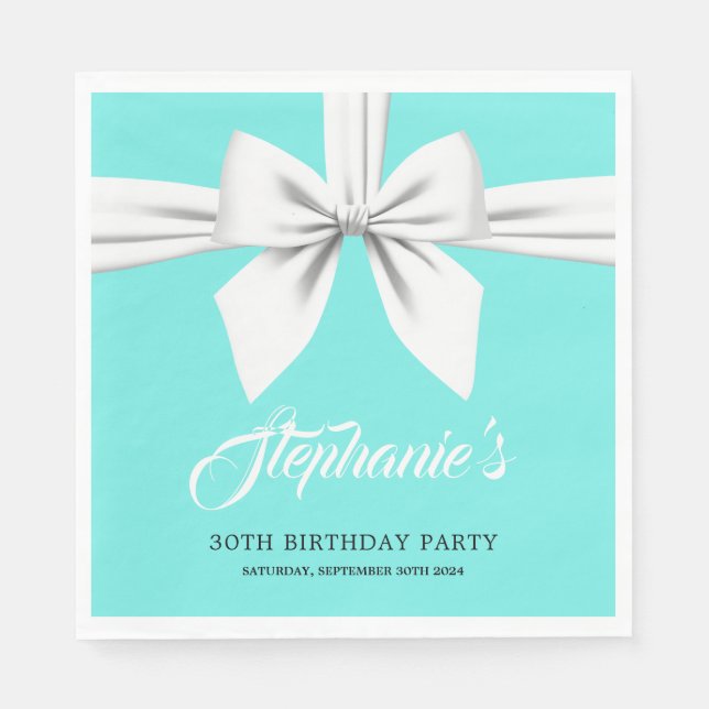 Serviette En Papier Aqua Elegant Fancy Tiffany Anniversaire Vaisselle (Devant)