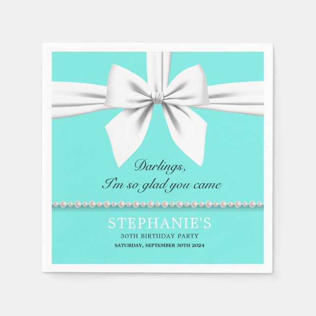 Serviette En Papier Aqua Elegant Fancy Tiffany Anniversaire Vaisselle (Devant)