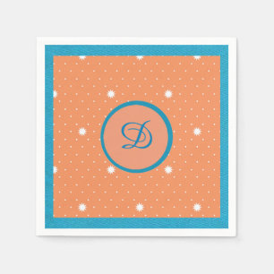 Serviette En Papier Aqua et Coral Monogrmed Cocktail serviettes