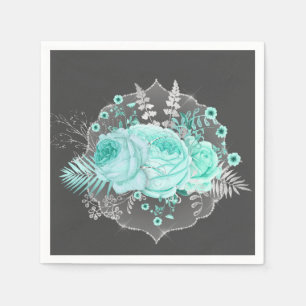 Serviette En Papier Aqua Imaginaire Floral