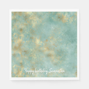 Serviette En Papier Aqua Mint Gold Abstrait