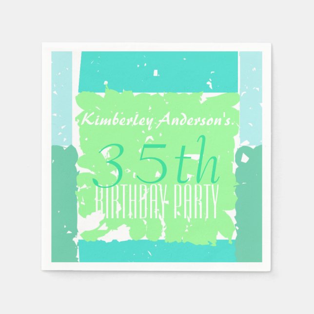 Serviette En Papier Aqua Mint Green Batik 35e anniversaire papier serv (Devant)