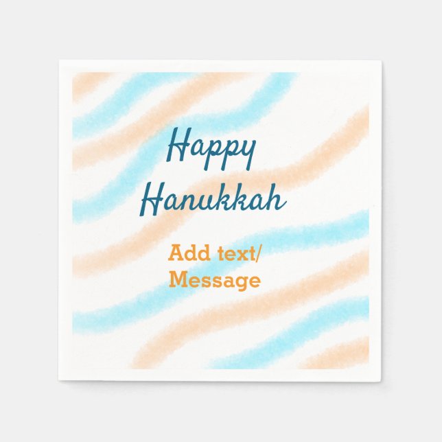 Serviette En Papier Aqua orange happy Hanoukka ajouter un nom message  (Devant)