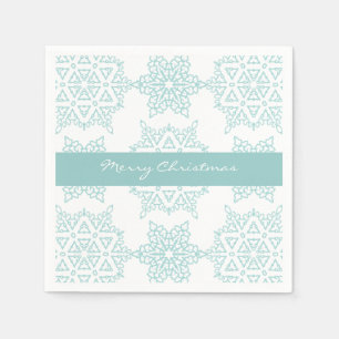 Serviette En Papier Aqua Snowflakes Joyeux Noël
