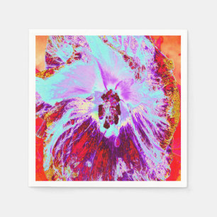 Serviette En Papier Aqua tropicale Abstraite et fleur d'Hibiscus pourp
