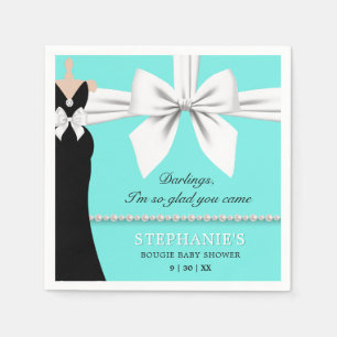 Serviette En Papier Aqua Turquoise Elegant Perles Tiffany Baby shower