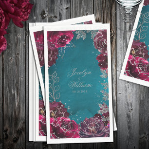 Serviette En Papier Aqua Turquoise Merlot Jewel Tone Mariage