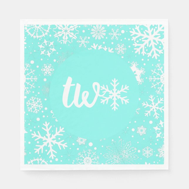 Serviette En Papier Aqua Winter Deuxième Flocon de neige (Devant)