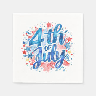 Serviette En Papier Aquarelle 4 juillet Patriotique