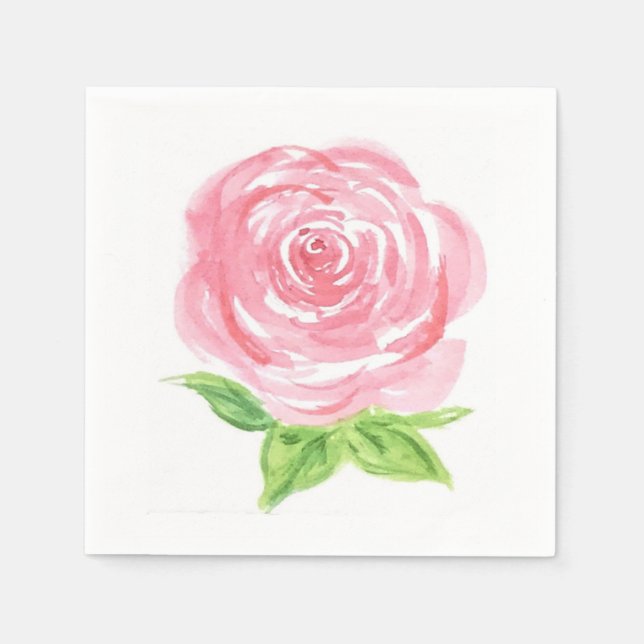 Serviette En Papier Aquarelle à perte peinte à la main Rose Floral (Devant)