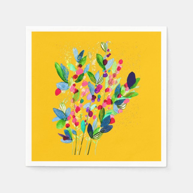 Serviette En Papier Aquarelle Abstraite colorée fleurie (Devant)