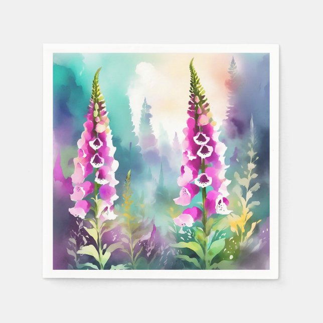 Serviette En Papier Aquarelle Abstraite Foxglove (Devant)