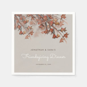 Serviette En Papier Aquarelle Abstraite Friendsgiving Leaves automne
