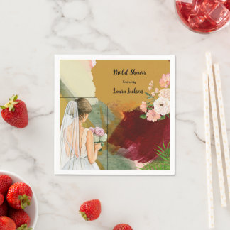 Serviette En Papier aquarelle abstraite nuptiale invitation