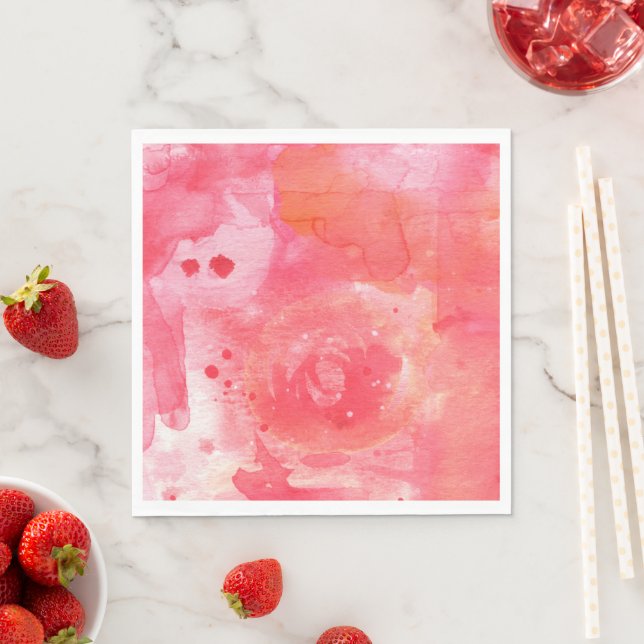 Serviette En Papier Aquarelle Abstraite rose (En situation)